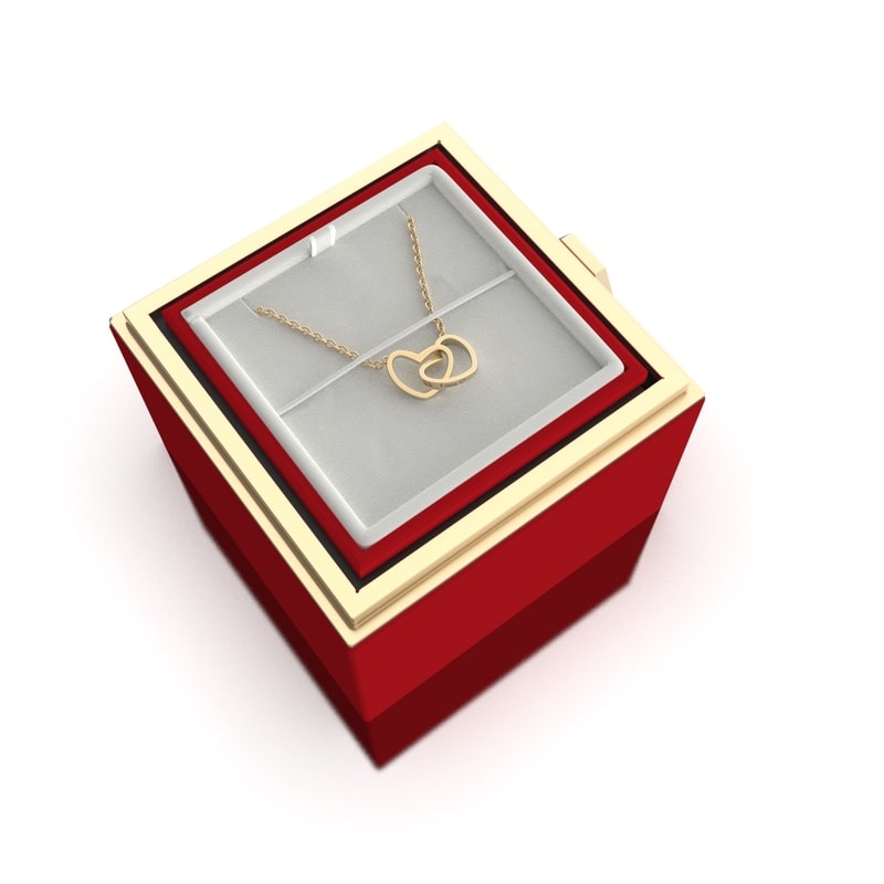 Eternal Rose Box-W/ Hidden Engraving Necklace